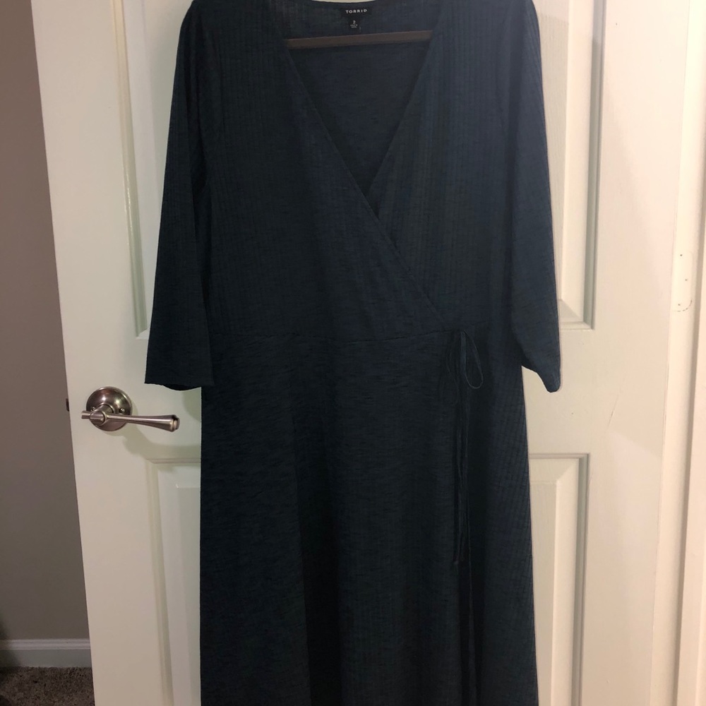 Emerald Green faux wrap dress
